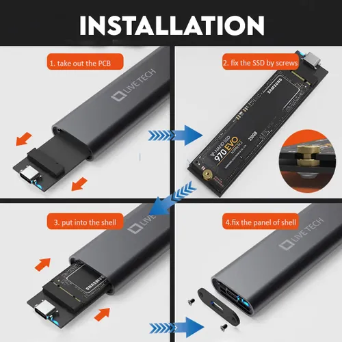 Live Tech HDC07 M.2 NVMe SSD Enclosure Type-C USB 3.1 Gen 2 Casing | 10 GBPS Supports